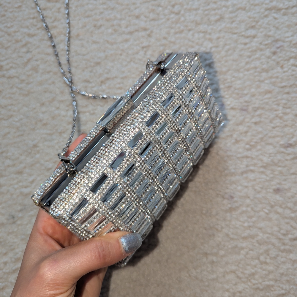 Macy's Silver Geometric Clutch with Chain Strap - Picture 6 of 9